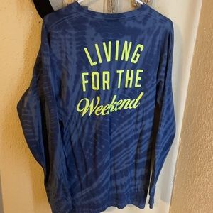 Victoria Secret PINK blue tie-dye Medium Long Sleeve Tee